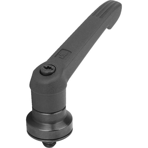 Adjustable Handle W Clamp Force Intensif Size:2 M08X10, Plastic Black, Comp:Steel Black Oxidized